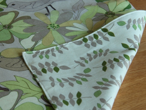 Green table runners, reverse side